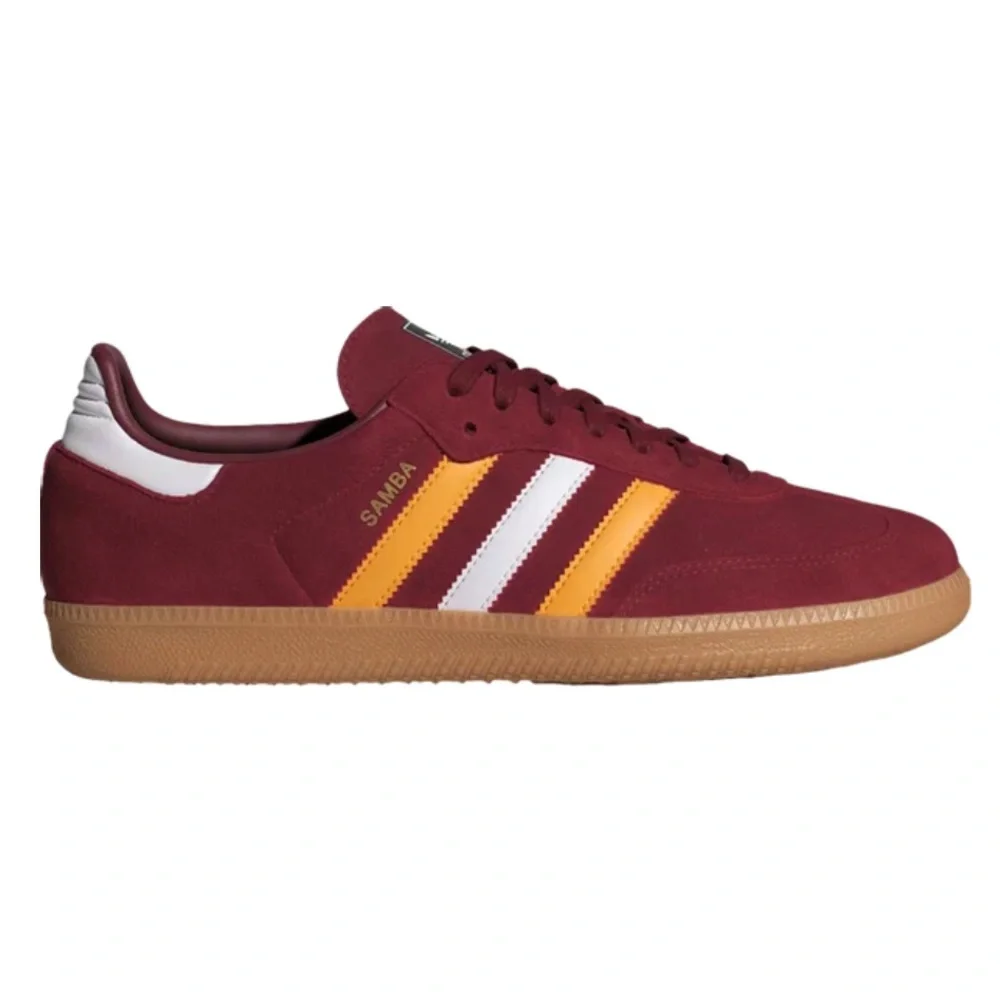 NWT Adidas Samba OG Sneakers Collegiate Burgundy Crew Yellow Men 9/Women 10 - Picture 1 of 14